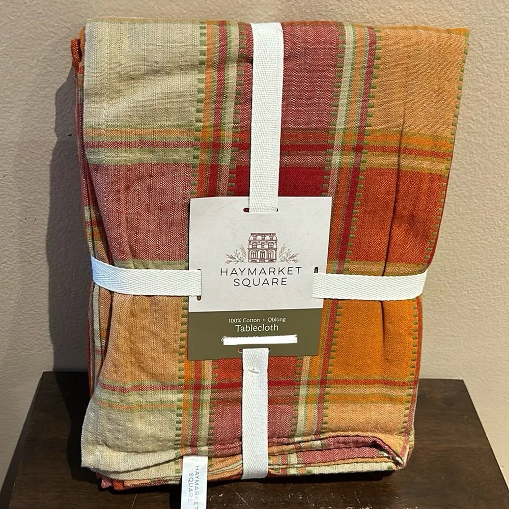 Haymarket Square Tablecloth Fall Thanksgiving Plaid Country New 60”x104” Oblong - Picture 1 of 2